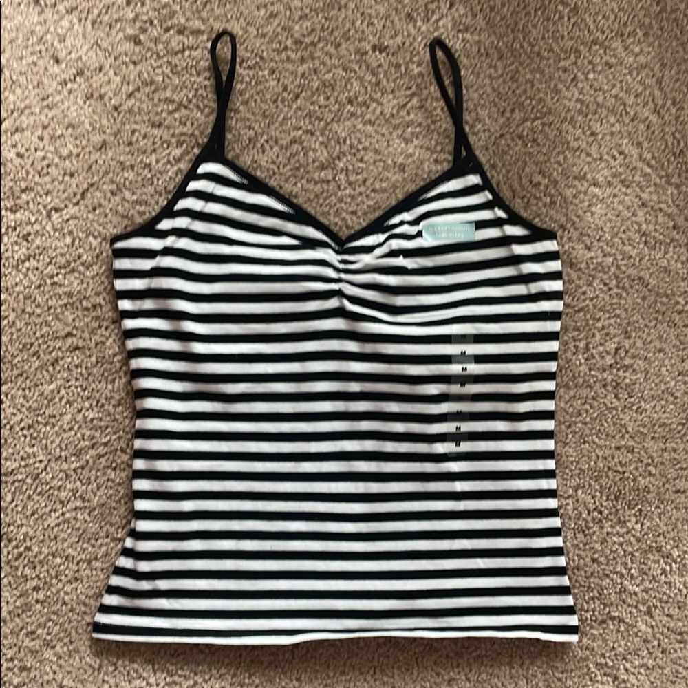 GAP Women’s Black and White Striped  Top